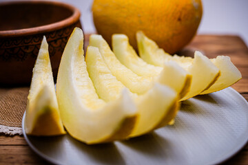 Fruit cantaloupe close-up, studio photo