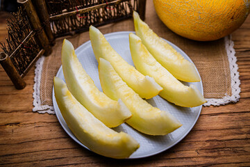 Fruit cantaloupe close-up, studio photo