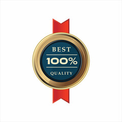 Best Quality Gold Badge. Vector illustration.