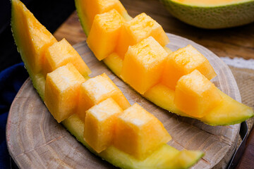 Fruit cantaloupe close-up, studio photo