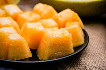 Fruit cantaloupe close-up, studio photo