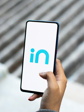 Assam, india - December 20, 2020 : Micromax IN logo on phone screen stock image.