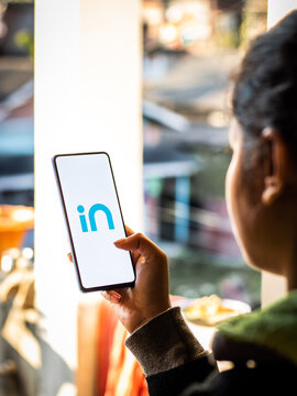 Assam, india - December 20, 2020 : Micromax IN logo on phone screen stock image.