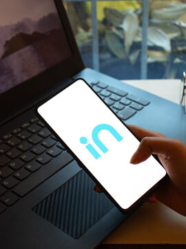 Assam, india - December 20, 2020 : Micromax IN logo on phone screen stock image.