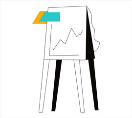 Flipchart. On a white background with a graph. Business illustration, analytics, final chart. Flat illustrat