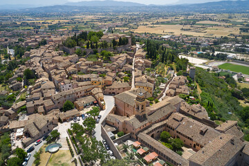 aerial view of the medieval town of spello umbria