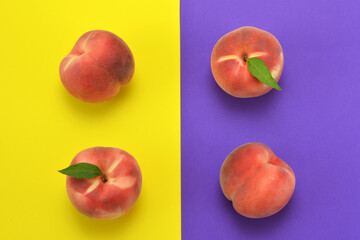 fruit peaches on a yellow-purple background