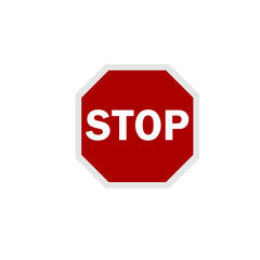 Stop road sign illustration. Red sign with text stop