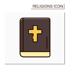 Christianity color icon. Bible. Main book in Christian world. Book for divine services.Religion concept. Isolated vector illustration
