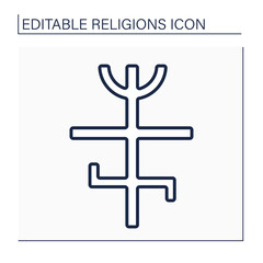 Obraz premium Candomble line icon. African diasporic religion.Veneration of spirits,orixas. Combined West Africa religion and christianity. Religion concept. Isolated vector illustration. Editable stroke