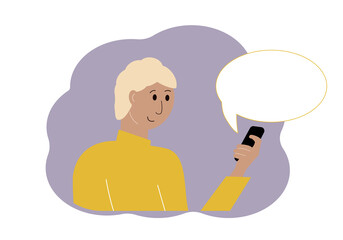 Illustration of a man with a mobile phone in his hand