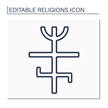 Candomble line icon. African diasporic religion.Veneration of spirits,orixas. Combined West Africa religion and christianity. Religion concept. Isolated vector illustration. Editable stroke