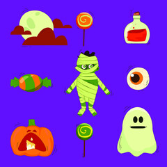 set of autumn vector illustrations for halloweenмм