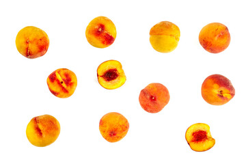 peach pieces isolated on white background