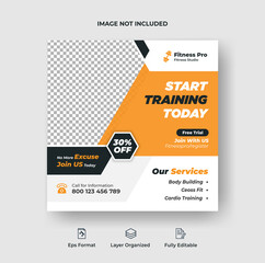Obraz premium gym and Fitness instagram social media post template design or gym web banner premium Vector