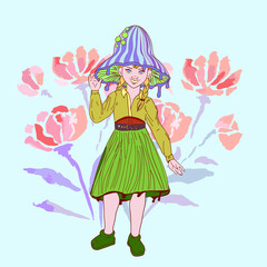girl with flower. happy fairy