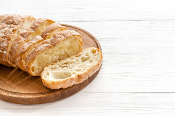 Close up of whole grain bread on cuttin board