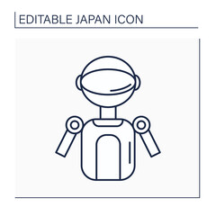 Robot line icon. Humanoid entertainment, androids, animal robots. Robotizing. Industrial process. Japanese culture concept. Isolated vector illustration.Editable stroke