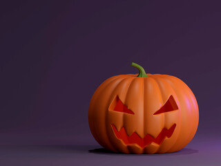 Many Halloween Pumpkins in a row isolated on background 3d rendering