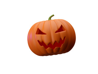 Many Halloween Pumpkins in a row isolated on background 3d rendering