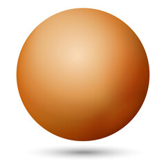 Glass golden ball or precious pearl. Glossy realistic ball, 3D abstract vector illustration highlighted on a white background. Big metal bubble with shadow