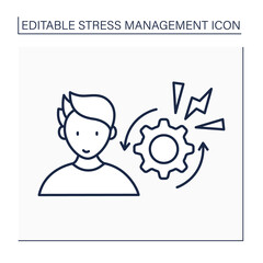 Adapt stressors line icon. Apply stressful situations. Regain control at yourself.Acceptance.Mental health concept. Isolated vector illustration. Editable stroke