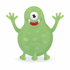 Happy Halloween vector. Colorful monster, yeti character and face in cartoon style.