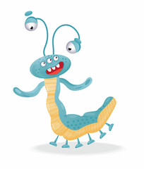 Happy Halloween vector. Colorful monster, yeti character and face in cartoon style.