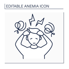 Anemia line icon. Disease symptoms.Extreme fatigue, weakness. Dizzy, headache. Health protection concept. Isolated vector illustration. Editable stroke