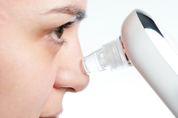Woman clean her skin pores