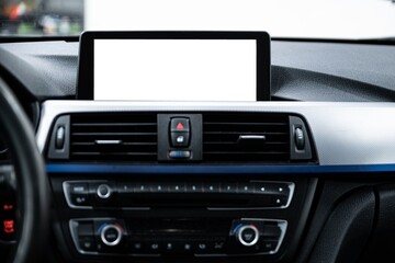 Car multimedia monitors screen with empty space for message. Copyspace