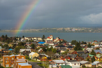 rainbow over the city