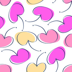 Pastel colored autumn seamless pattern with cherries berries. Perfect for T-shirt, textile and prints. Doodle style vector illustration for decor and design.
