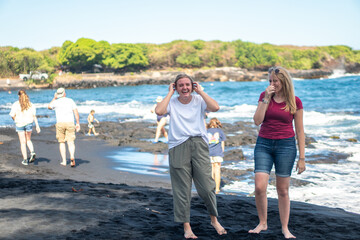 Two girls on the beach in hawaii