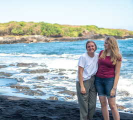 Two girls on the beach in hawaii