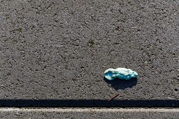 Sticky chewing gum on a pavement