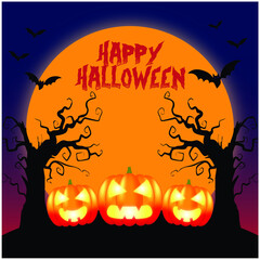 Happy Halloween Scary Pumpkin Design