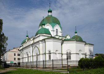Fototapeta na wymiar Church of Presentation of Lord in central area of city of Rybinsk, Yaroslavl region, Russia