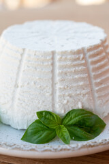 Cheese collection, white Italian soft cheese ricotta