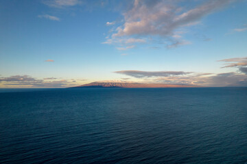 Island in Pacific Ocean (Lanai Hawai'i From Distance Drone)