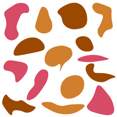 A set of  isolated abstract random spots in a beige color scheme. Vector illustration in modern style. Minimalist art.