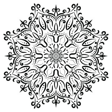 Flower Mandala. Islam, Arabic, Indian, Turkish, Pakistani, Moroccan, Spanish, Chinese, mystical, ottoman motives. Hand drawn background. Unusual flower shape.