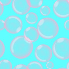 Realistic soap bubble or bubble gum seamless pattern