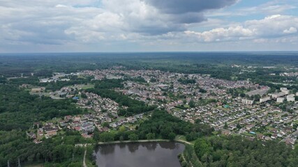 survol de la Foret de la Sologne et des lacs près de Salbris