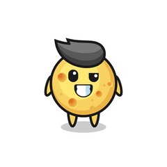 cute round cheese mascot with an optimistic face