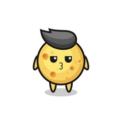 the bored expression of cute round cheese characters