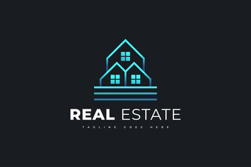Modern Blue Real Estate Logo Design