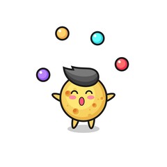 the round cheese circus cartoon juggling a ball