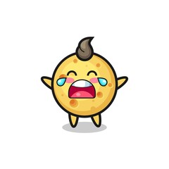 the illustration of crying round cheese cute baby