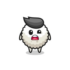 the shocked face of the cute rice ball mascot